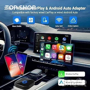 AAAUTOSHOP 2 в 1 безжичен адаптер за CarPlay и Android Auto, безжичен ключ за кола