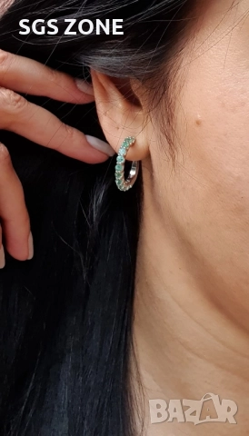 СРЕБЪРНИ ОБЕЦИ СЪС САПФИР, РУБИН ИЛИ ИЗУМРУД, снимка 2 - Обеци - 52393044