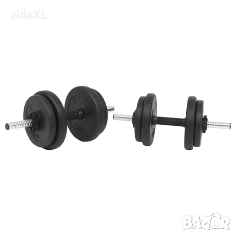 vidaXL Комплект щанга и дъмбели, 30 кг（SKU:91400）, снимка 2 - Фитнес уреди - 52980546