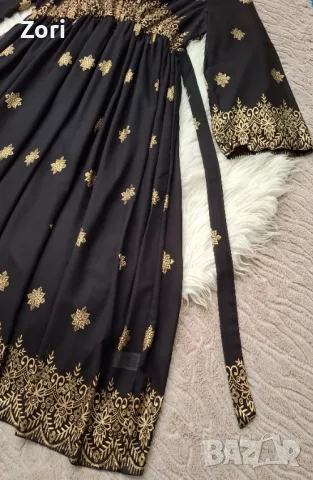 РАЗКОШНА черна рокля със златиста щампа 2ХЛ/3ХЛ размер , снимка 6 - Рокли - 50175291