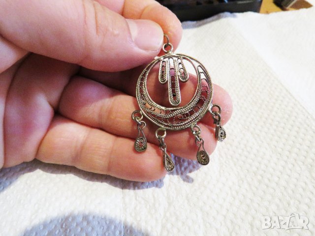 Старинен сребърен амулет филиран, накит, муска за плодовитост  - дарете любов и радост сребро, снимка 3 - Колиета, медальони, синджири - 34220882