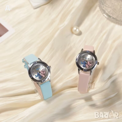 Кварцов часовник Стич с каишка от изкуствена кожа, снимка 2 - Детски - 52750518