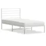 vidaXL Метална рамка за легло с горна табла, бяла, 80x200 см, снимка 1