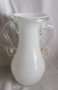 ваза Морано прозрачна бяла с дръжки, снимка 4