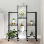 vidaXL Стойка за цветя на колела 83x25x103,5 см черна желязо, снимка 2