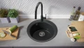 графит кръгла кухненска мивка от гранит Пиза 45 Top 500 x 500 мм, снимка 7