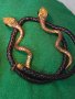 НЕОГОТИЧЕСКА ВИНТИДЖ АРТ ФИГУРАЛНА ЗМИЕВИДНА ОГЪРЛИЦА с БРОНЗОВИ ПОЗЛАТЕНИ ЗМИИ 16003, снимка 3