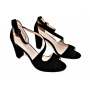 Дамски елегантни сандали в черно висок ток , снимка 1 - Сандали - 44524126