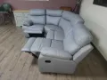 Сив кожен ъглов диван с релаксиращ механизъм от изкуствена кожа, снимка 9