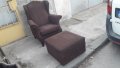  Кресло с табуретка, снимка 1 - Дивани и мека мебел - 35981532
