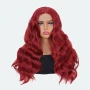 Тъмно червена бордо синтетична перука с дантела, снимка 2