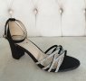 Дамски, черни сандали на ток, снимка 1 - Дамски обувки на ток - 41878024