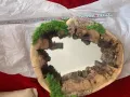 Огледало под формата на сърце от дърво и скандинавски мъх авторско, снимка 1