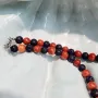 Колие от маниста вулканичният камък Лава и червен корал., снимка 3