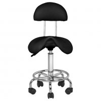 Козметичен/фризьорски стол - табуретка с облегалка AS-6001- 45/60 см - бяла/черна, снимка 2 - Друго оборудване - 33690814