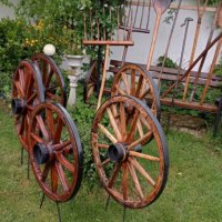 Старинни колела, лопати и др. за декорация в градината, снимка 7 - Градински мебели, декорация  - 41115527