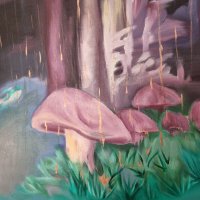 "Вълшебната гора" - авторска картина с маслени бои, снимка 3 - Картини - 44212821