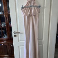 бална абитуриентска рокля парти елегантна рокля тип русалка сатен бежова натурален цвят ASOS, снимка 12 - Рокли - 44492983