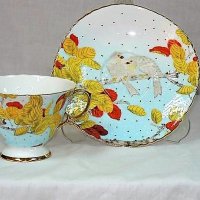  Комплект с есенен декор от костен порцелан за чай и кафе, снимка 2 - Чаши - 34528006