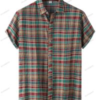Мъжка памучна ежедневна риза с къс ръкав в плътен цвят, 10цвята - 023, снимка 18 - Ризи - 41211154