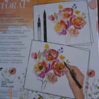 Watercolour set floral - Акварелен крафт комплект за рисуване на цветя,пейжажи и други., снимка 2 - Картини - 41024968