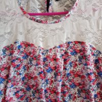 цветна блуза с дантела, снимка 2 - Корсети, бюстиета, топове - 35998214