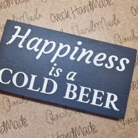 Декоративна табелка Happiness is a Cold Bear , табелка за ресторант , бирария , пъб , кафене, снимка 1 - Обзавеждане за заведение - 41757162