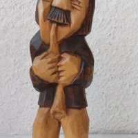 Мъж, музикант дърворезба, 22 см, дървена фигура, снимка 2 - Статуетки - 42322271
