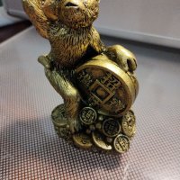 Фън Шуй маймунка с късметлийска монета и късчета за пари, просперитет, златна статуетка, снимка 4 - Други - 41821790