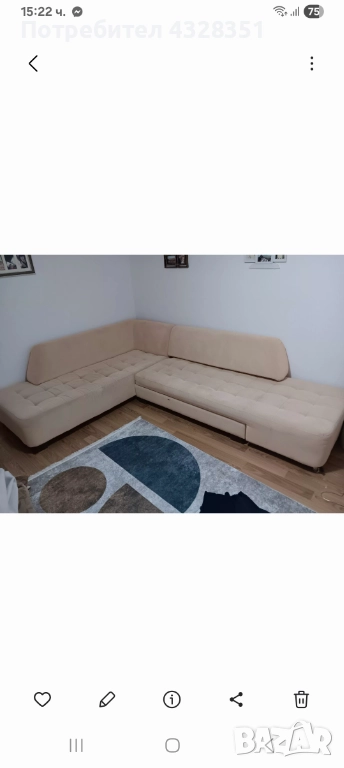 Разтегателен ъглов диван, снимка 1