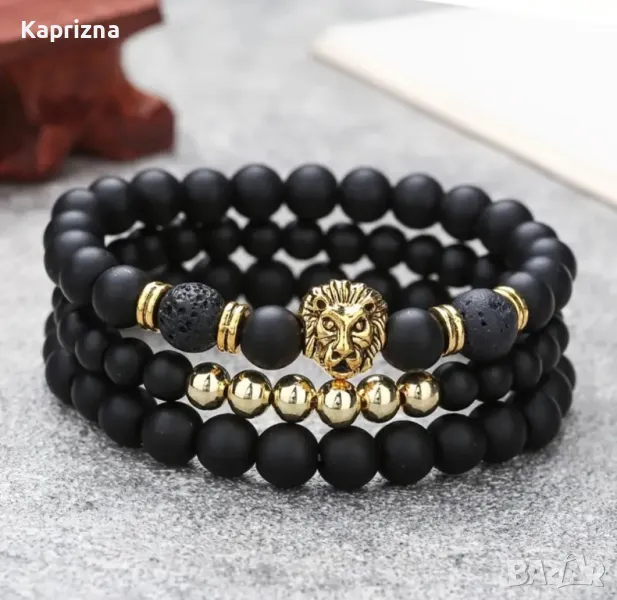 Комплект от 3 unisex гривни с естествени камъни, снимка 1