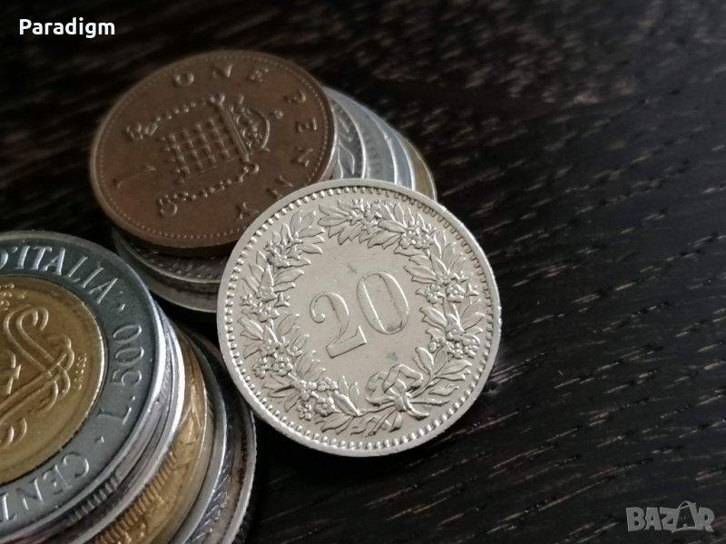 Монета - Швейцария - 20 рапен | 1961г., снимка 1