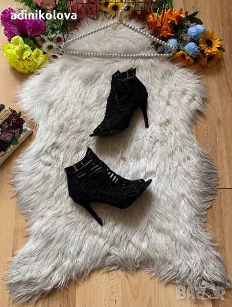 Летни велурени боти на ток, снимка 1