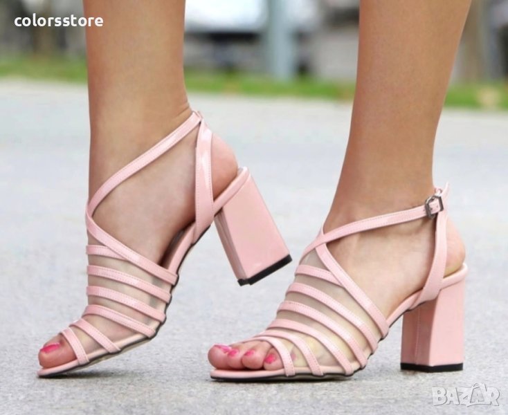 Сандали на ток - розов лак - S337, снимка 1
