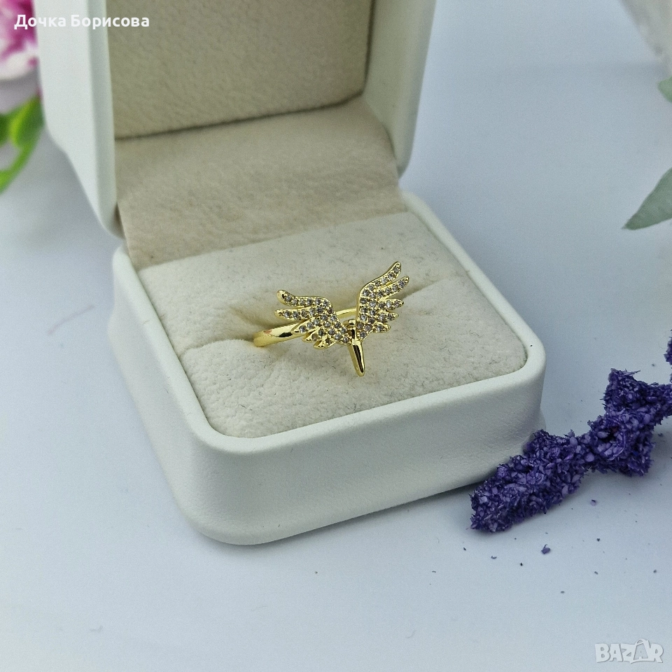 Пръстен - Златни ангелски крила , снимка 1