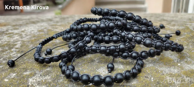 Мъжки гривни шамбала от естествени камъни оникс. Бижута Луди гъби. Ръчна изработка., снимка 1