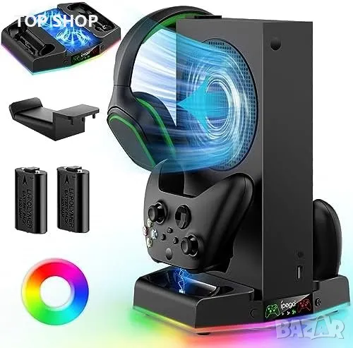 Нова Охлаждаща стойка за Xbox Series XBX със зарядна станция и RGB светлина, снимка 1
