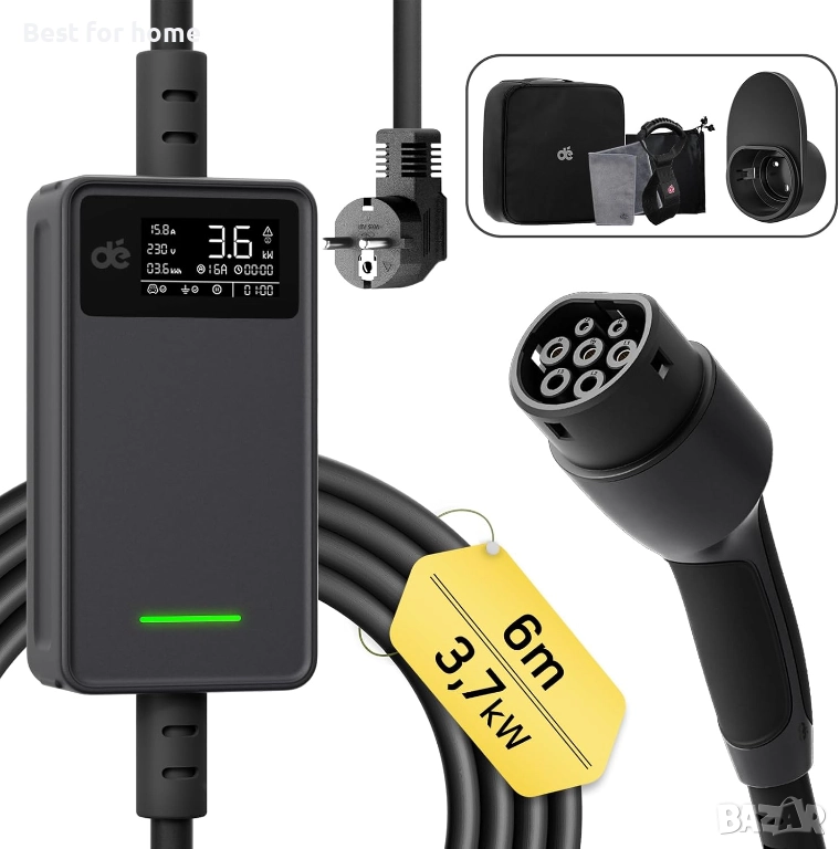 Зарядна станция за електрически автомобили тип 2 De, 3.7 kW, 6 м, 16 A, снимка 1