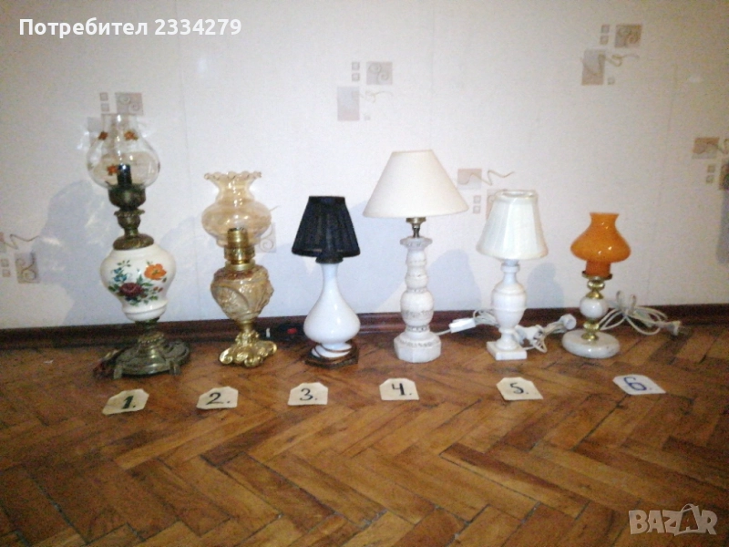 Стари порцеланови и мраморни настолни лампи. , снимка 1