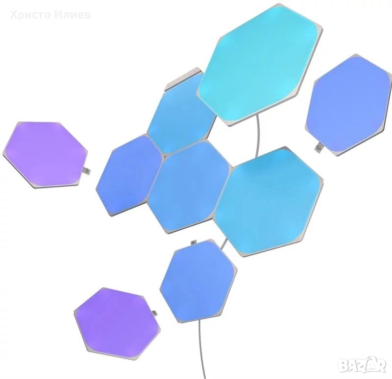 Светлинни панели Nanoleaf Shapes Hexagons Starter 9 броя бели, снимка 1