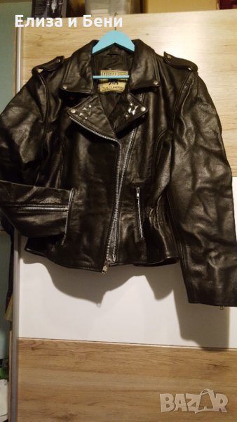 Макси размер рокерия кожено мото байкър яке естествена кожа , снимка 1