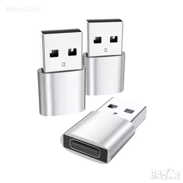 Преходник DeTech, USB C (F)– USB(M) OTG, Сив, снимка 1