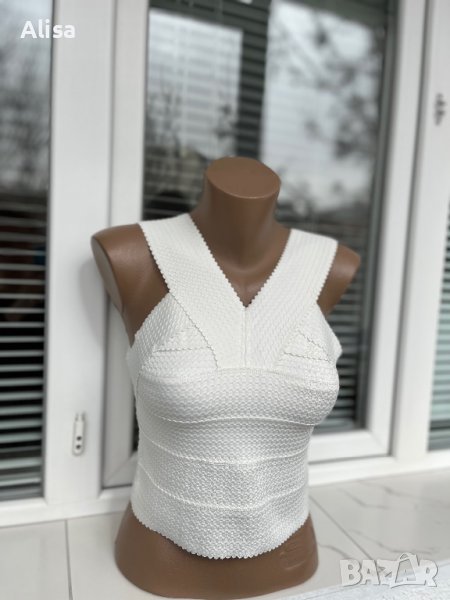 Дамски бандажен бял топ. , снимка 1