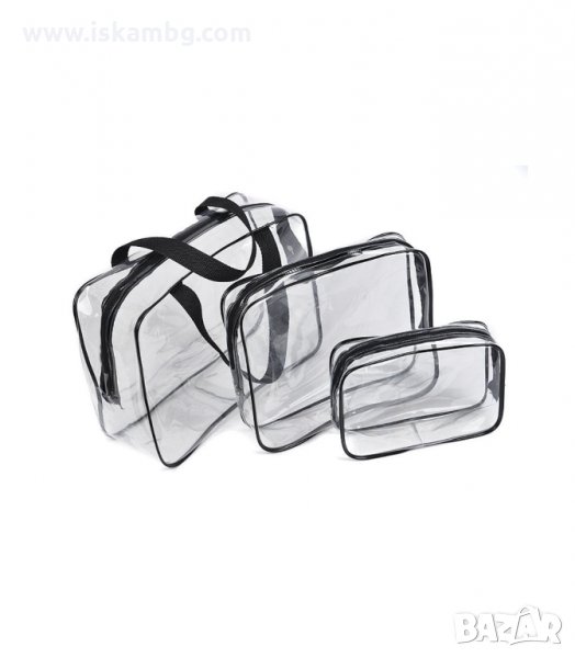 К-Т ОТ 3БР. ПРОЗРАЧНИ НЕСЕСЕРИ С ЦИП - код 2529, снимка 1