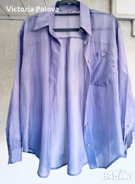 Копринена риза vintage MISS YOU цвят лавандула, снимка 1