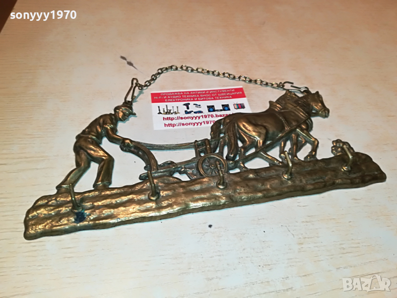 мед/месинг-коне с човек в оран 2703221829, снимка 1