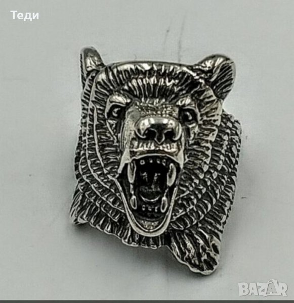 Сребърен пръстен Мечка тотем за здраве и храброст, снимка 1