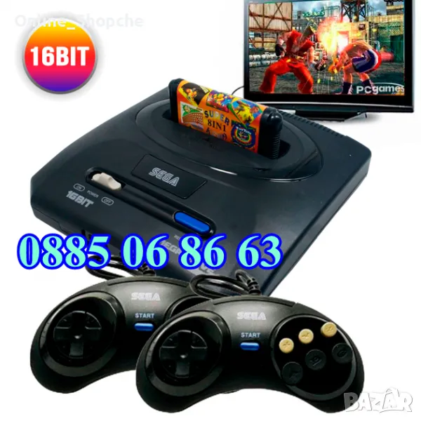 Телевизионна игра Sega Mega Drive 2, 16 битова, игрова конзола, снимка 1
