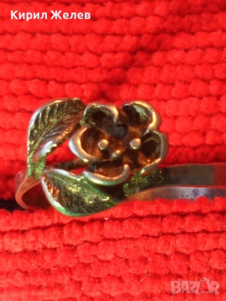 СТАРИНЕН СРЕБЪРЕН ФЛОРАЛЕН БЕЛ ЕПОК ПРЪСТЕН - РОЗА ЦВЕТЕ ВИСОКА ПРОБА СРЕБРО РЪЧНА АРТ РАБОТА 20459, снимка 1