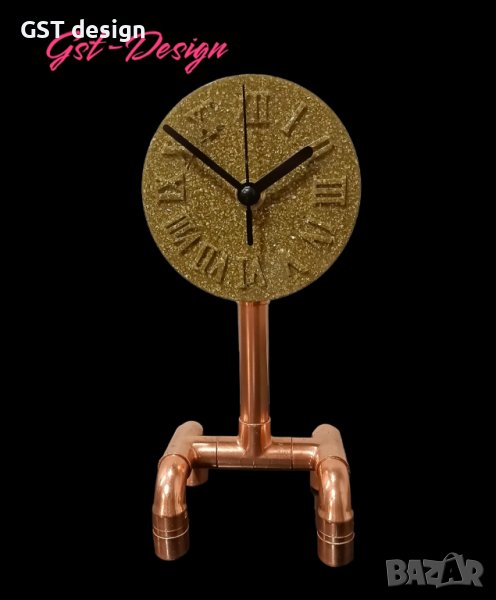 Часовник Злато Кристали Епоксидна смола Топ За Бюро Мебели Етажерка Медни тръби Минималистичен , снимка 1